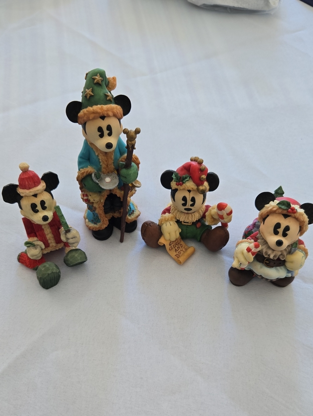 Enesco Disney Mickey Mouse Christmas Figurine Lot of 4 Holiday Collectibles